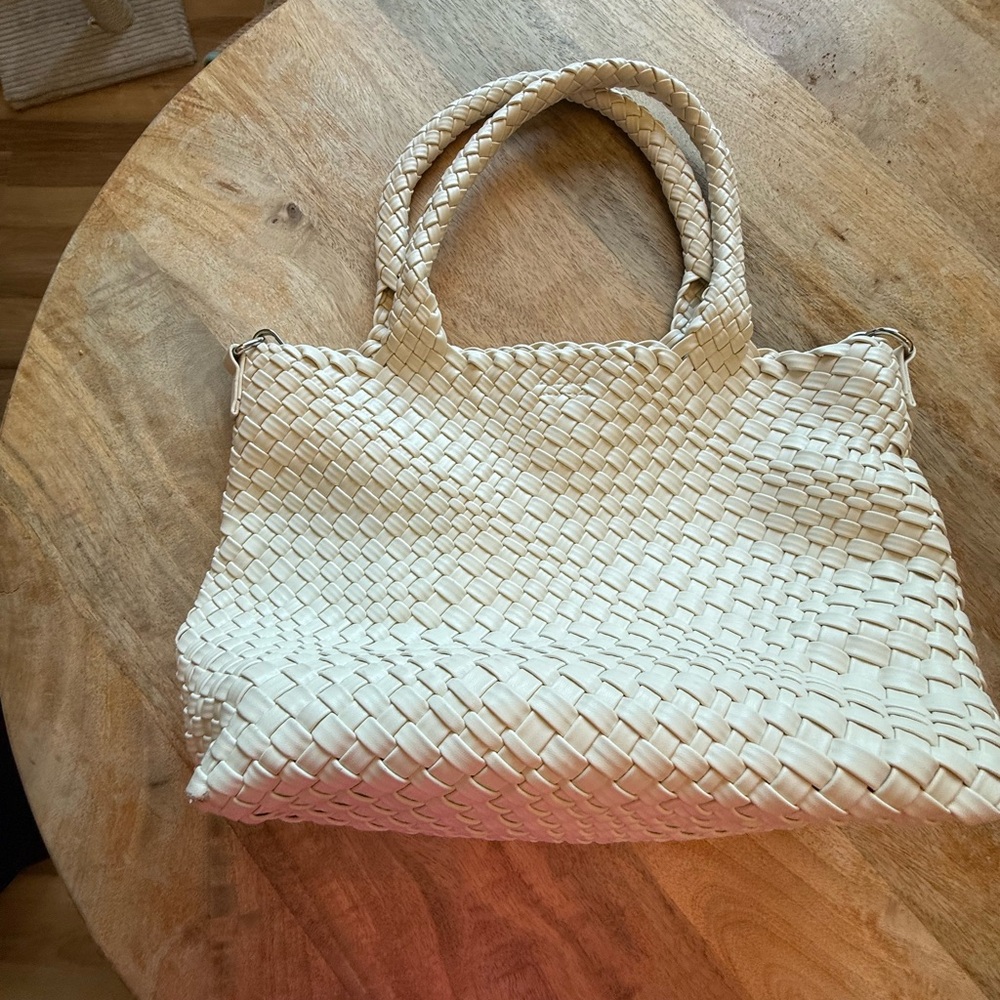 White Woven Tote Bag